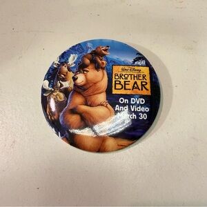 Disney Brother Bear Promo Button Pin 3” Movie Release DVD Video March 30